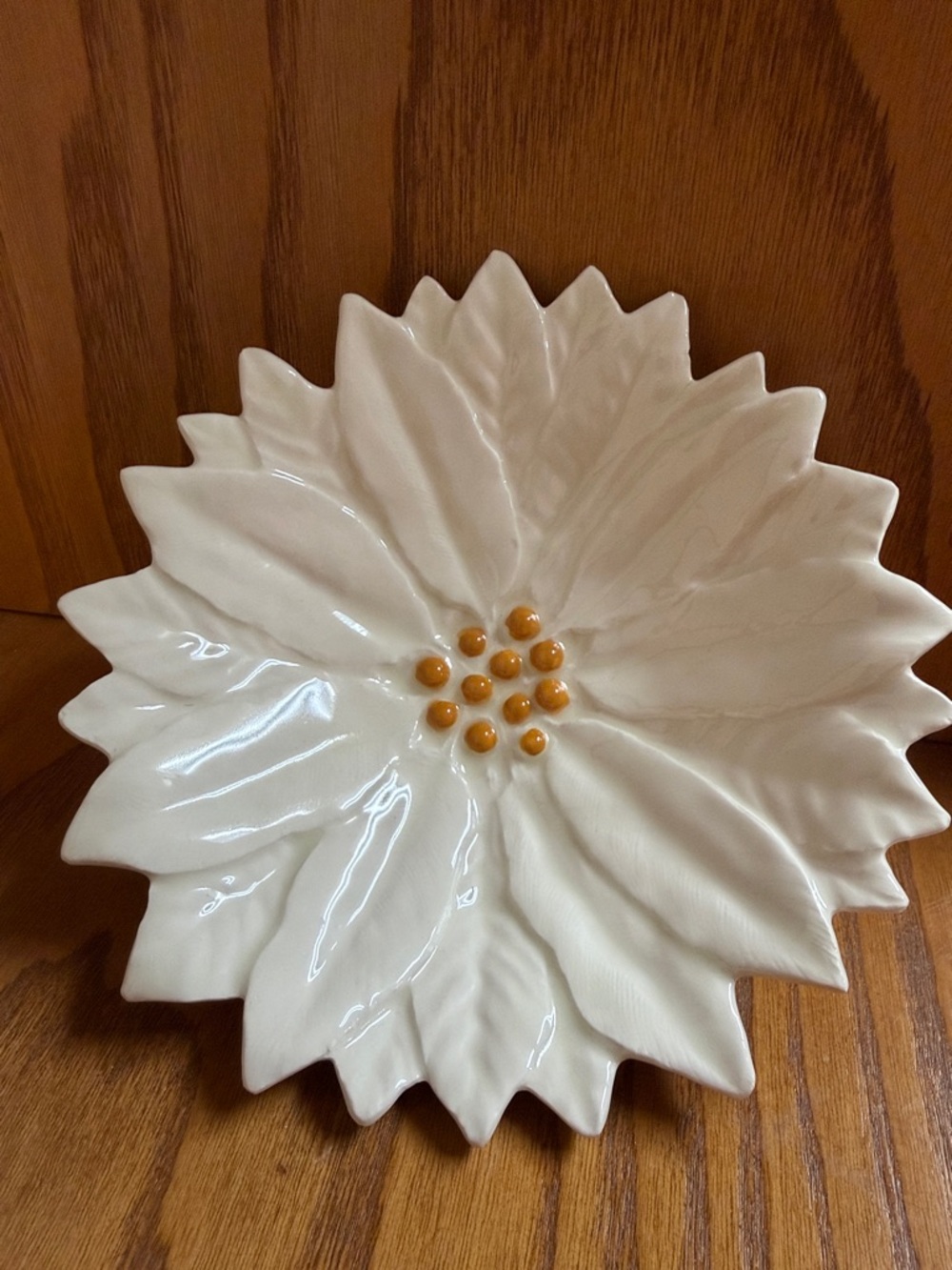 Vintage White Ceramic Floral Dish/Bowl Trinkets or Jewelry Hand Painted Glossy